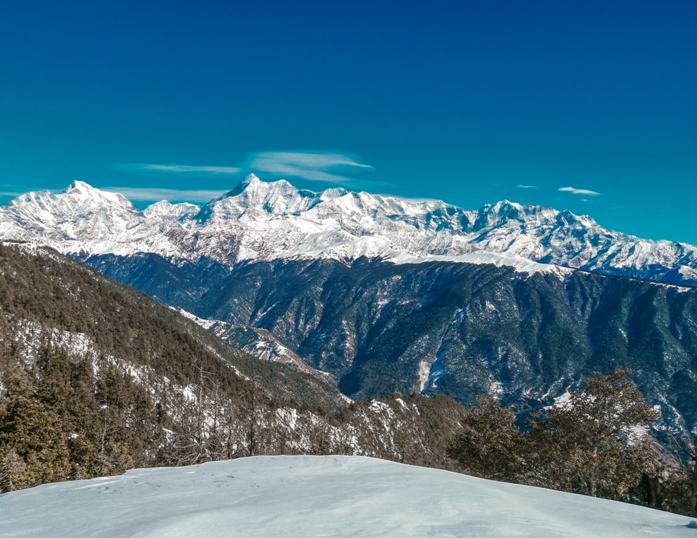 view of mountain peak from summit