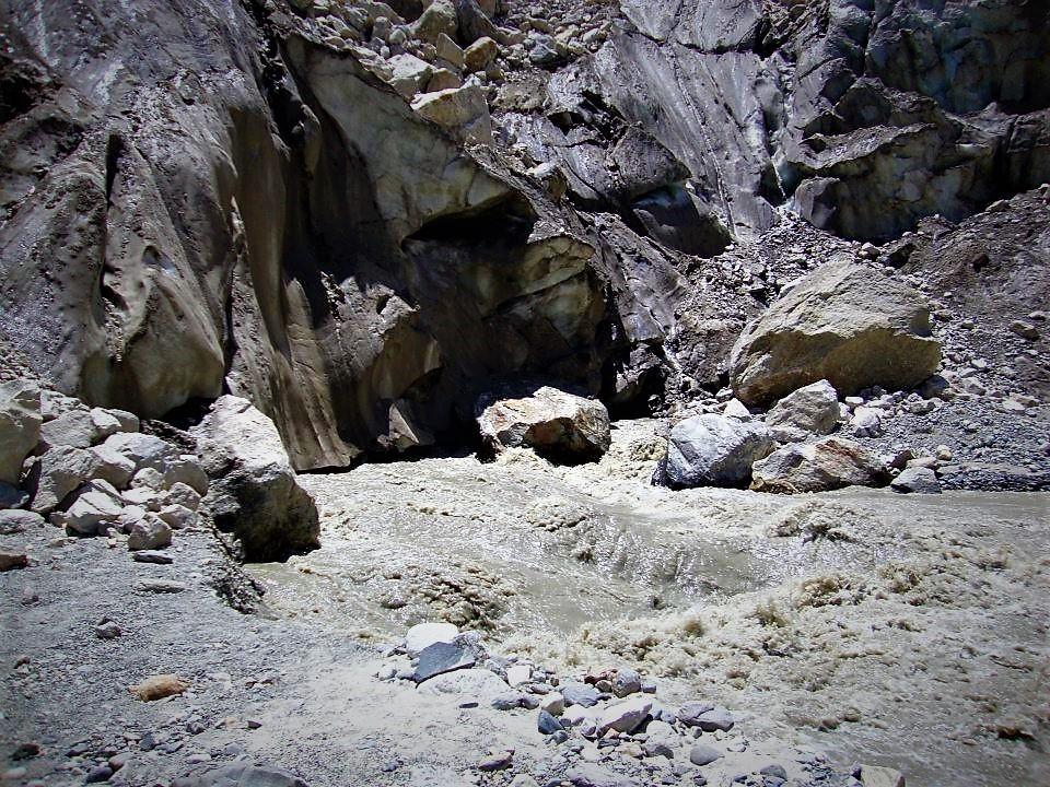 River ganga coming out of the gangotri glacier