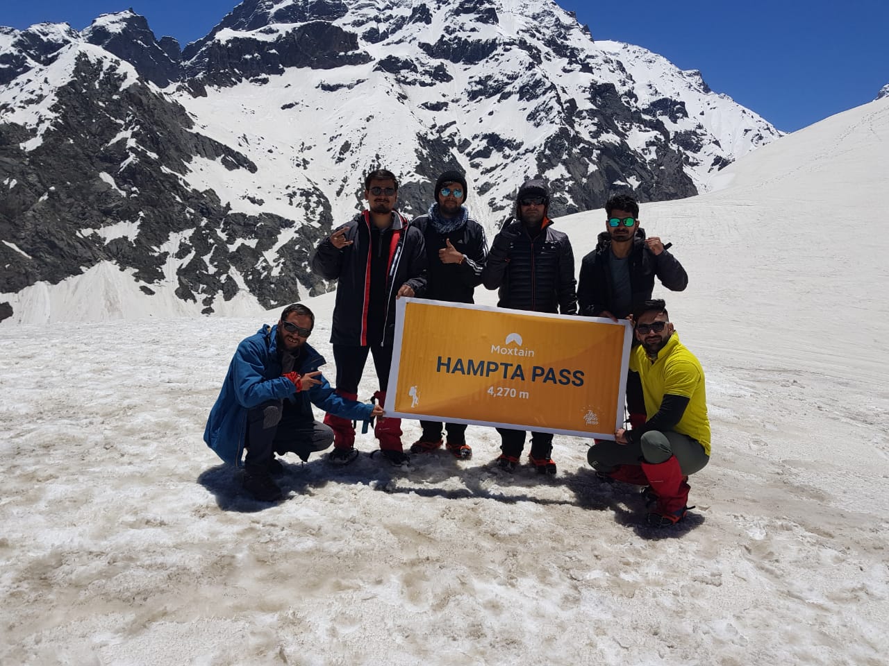 Hampta pass trek in July trekkers with sunglasses