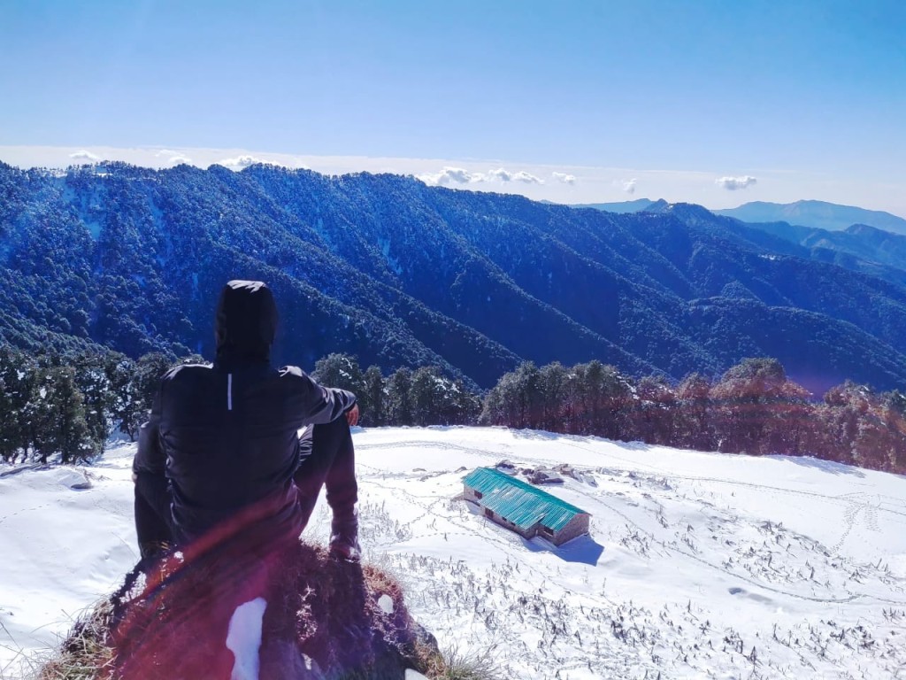 trekker at nag tibba summit