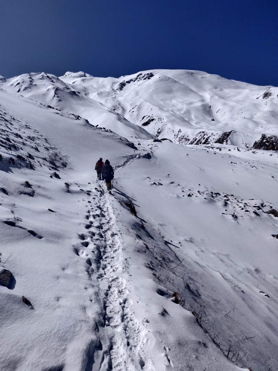 Kuari Pass trek trail covered in snow