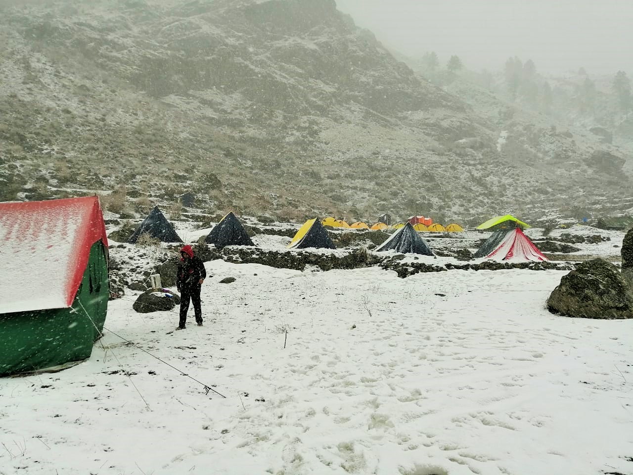 Har Ki Dun trek in March with snow