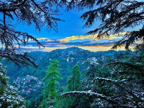 View of Shimla covered in Snow in Himachal Pradesh