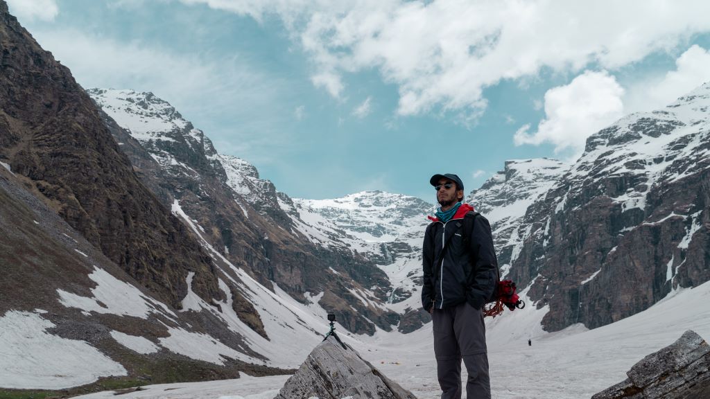 trekker wearing polarised sunglasess