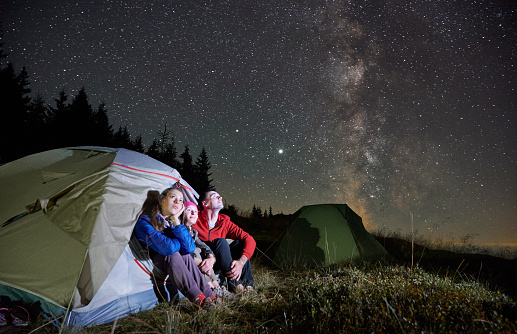 star gazing on camping night 