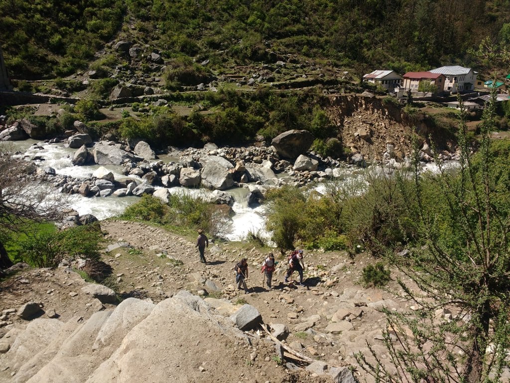 steep climb across supin river