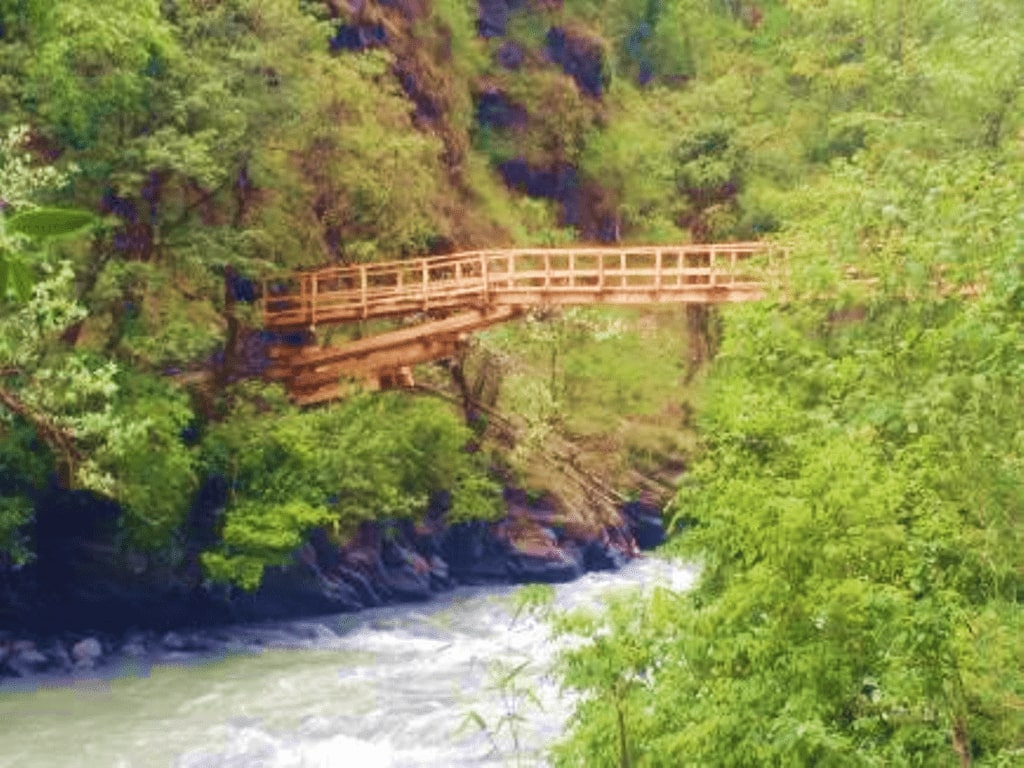 wooden bridge over supin river