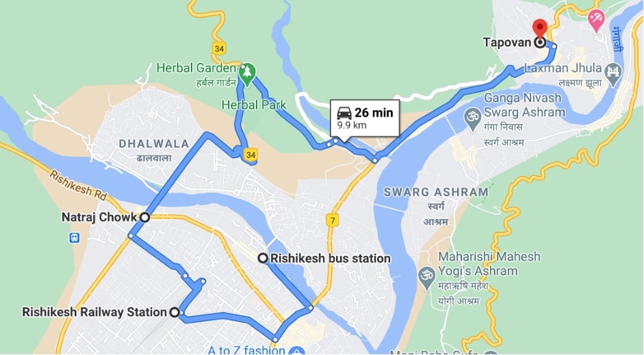 pick up points from rishikesh